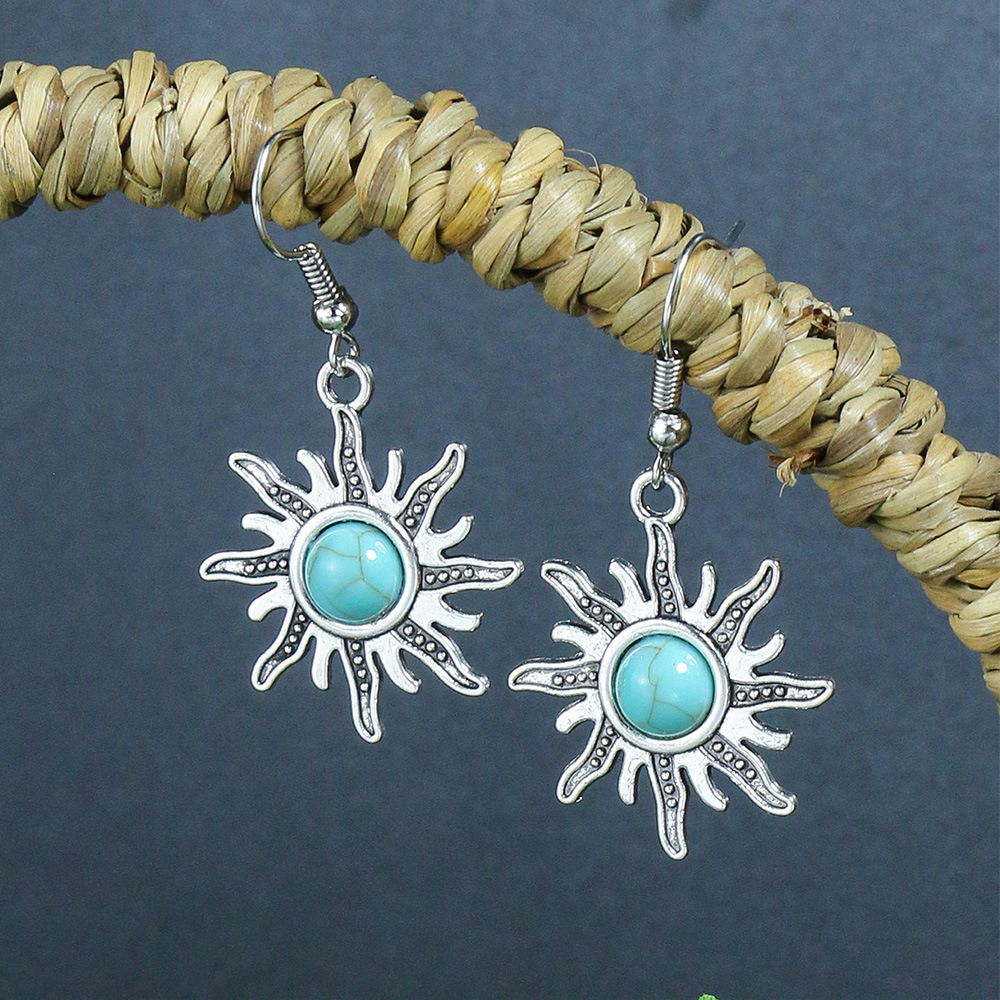 Ethnic/Boho Style Alloy Turquoise Drop Earrings
